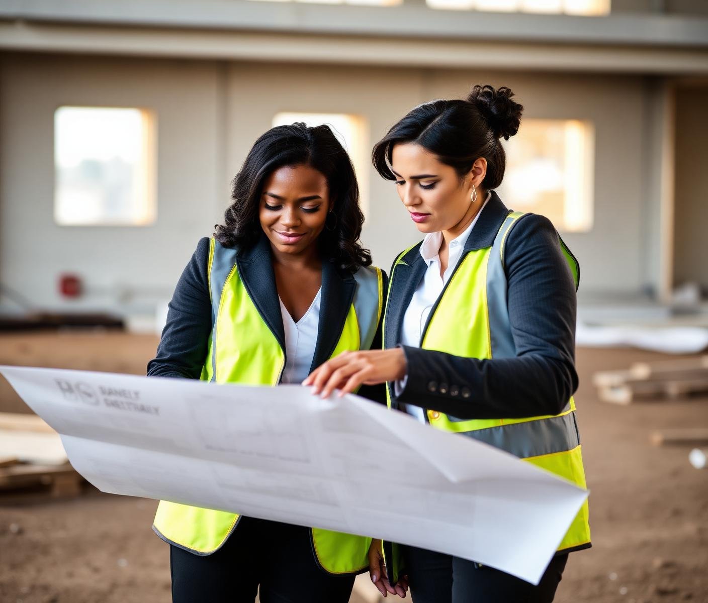 Owner's representative reviewing plans on site with client